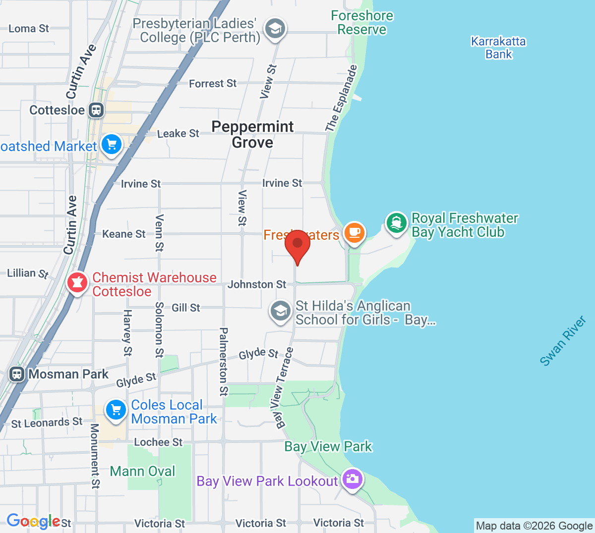 Map of Peppermint Grove Tennis Club