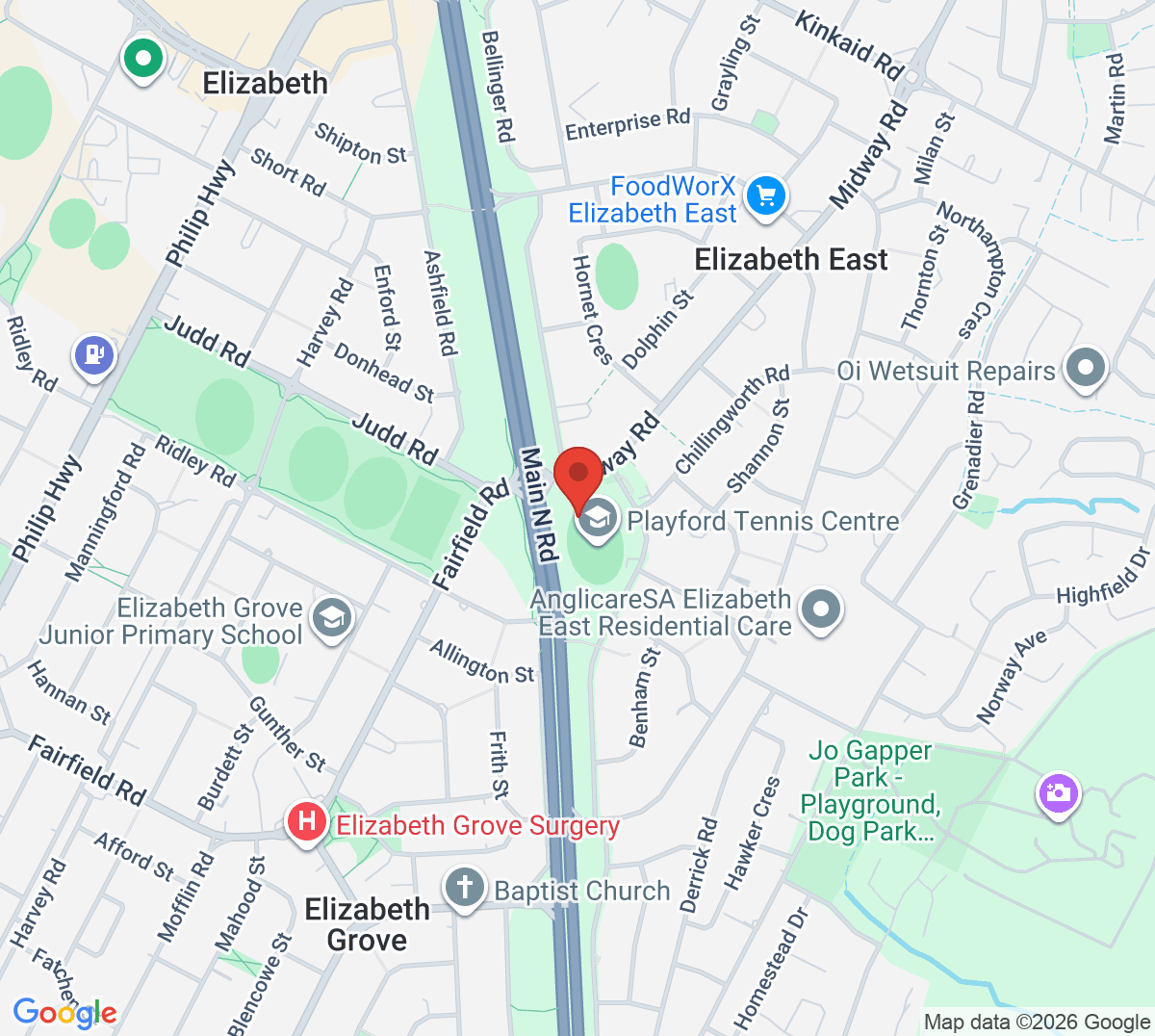 Map of Playford City Tennis Centre