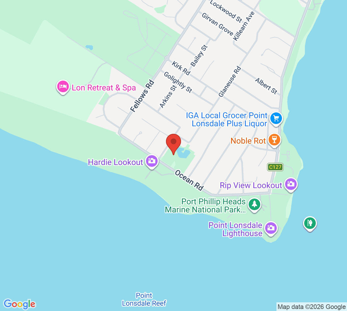 Map of Point Lonsdale Tennis Club