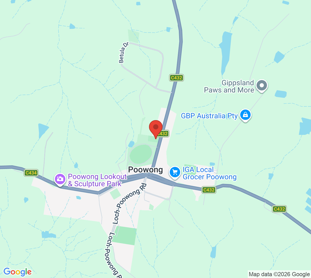 Map of Poowong Tennis Club