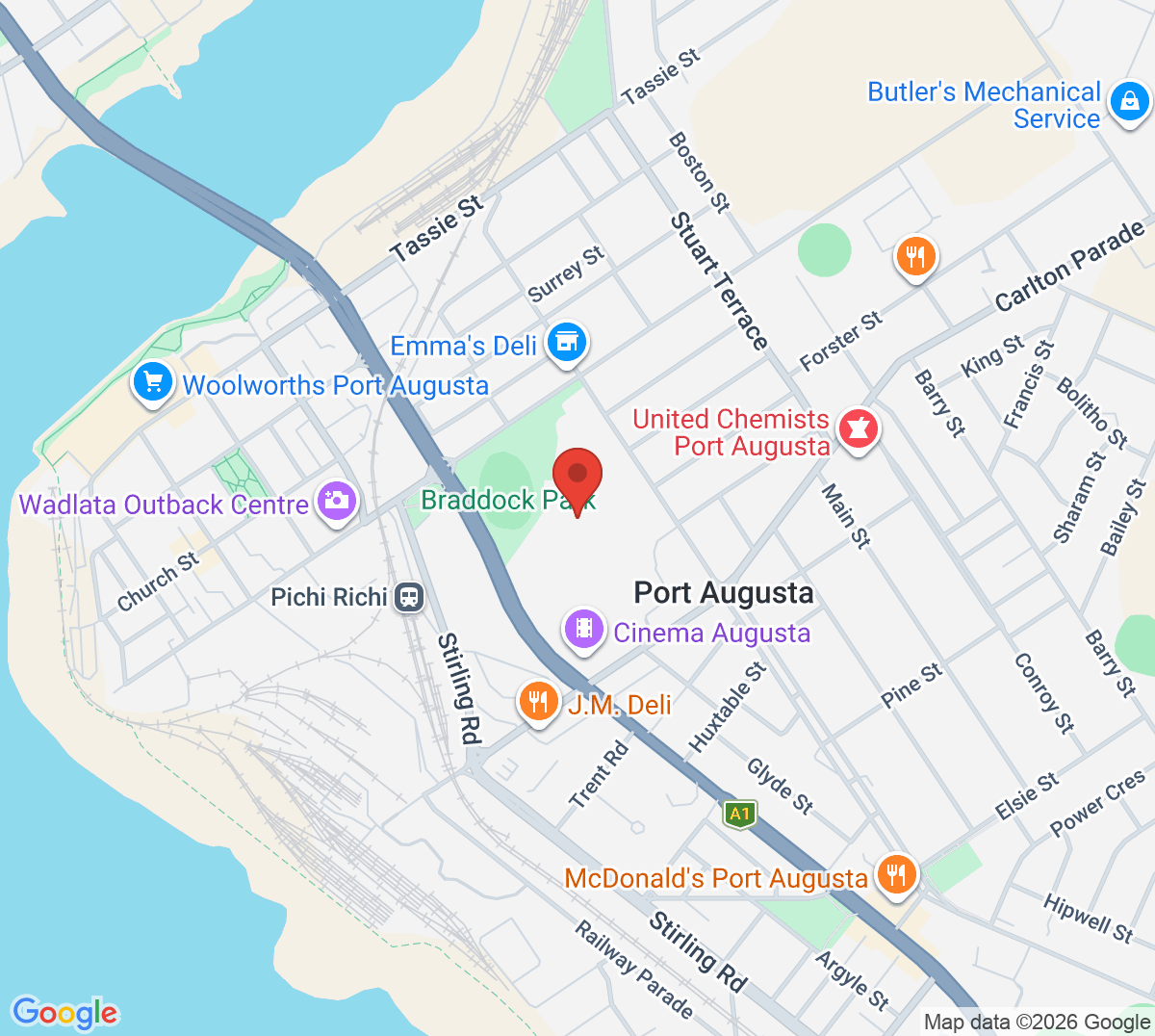 Map of Port Augusta Tennis Association