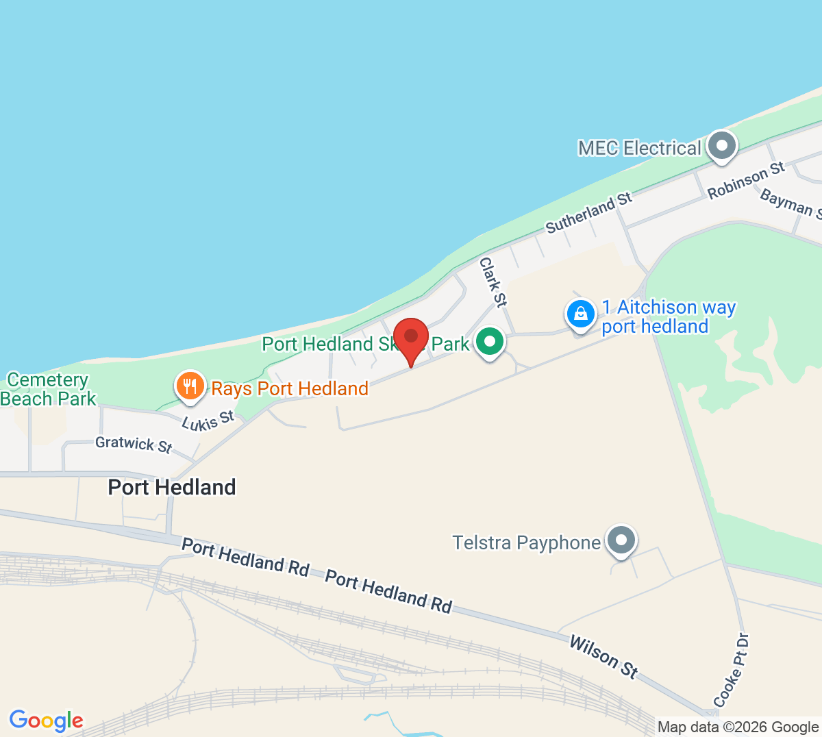 Map of Port Hedland Tennis Club