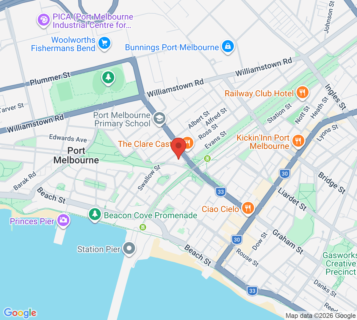 Map of Port Melbourne Tennis Club
