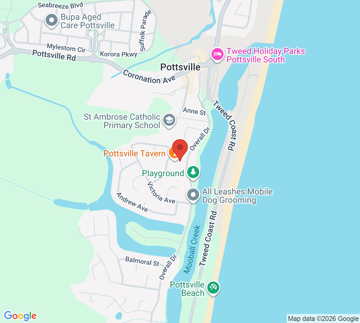 Map of Pottsville Beach Tennis Club (Sonic Tennis)