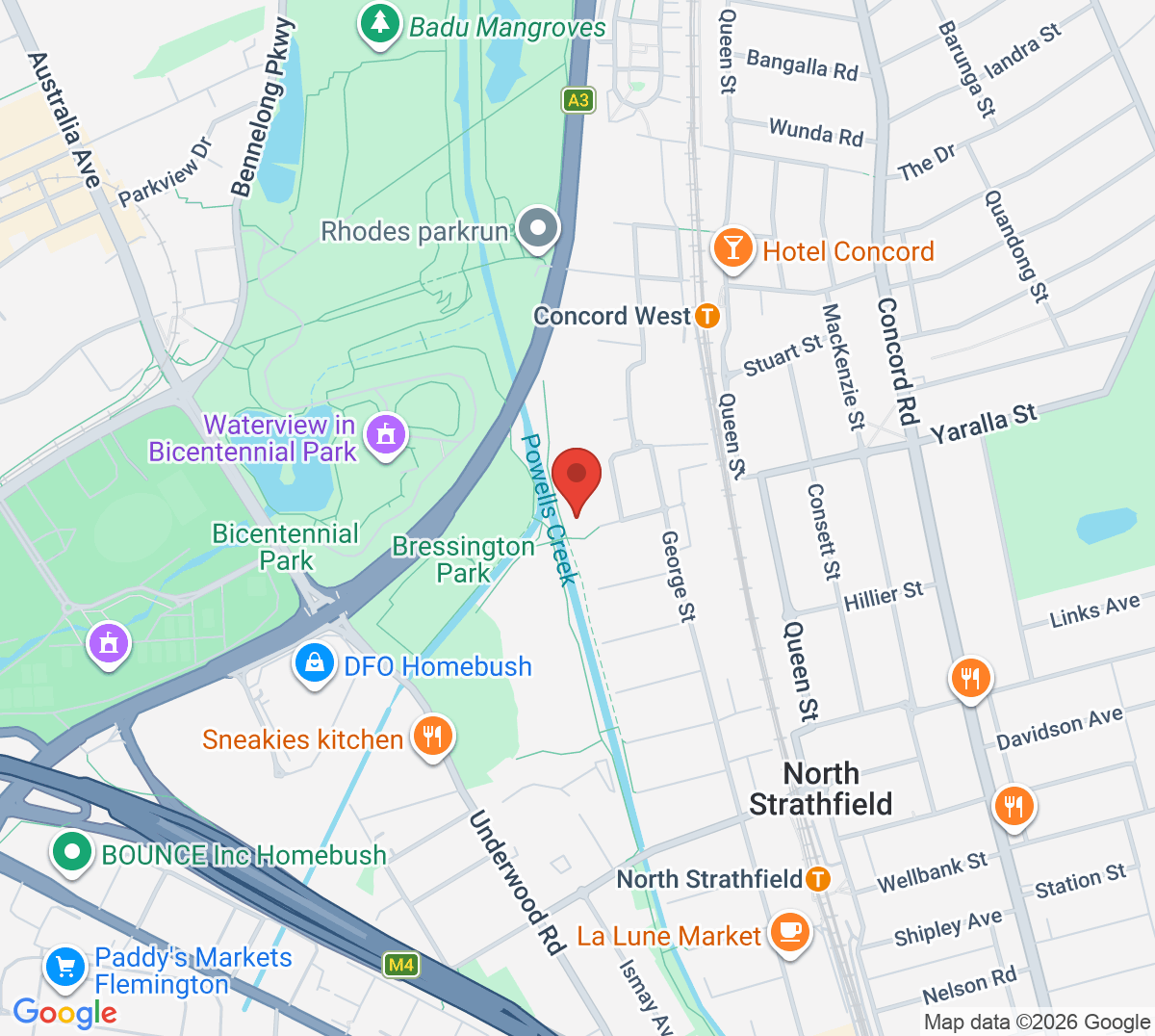 Map of Powells Creek Tennis Centre