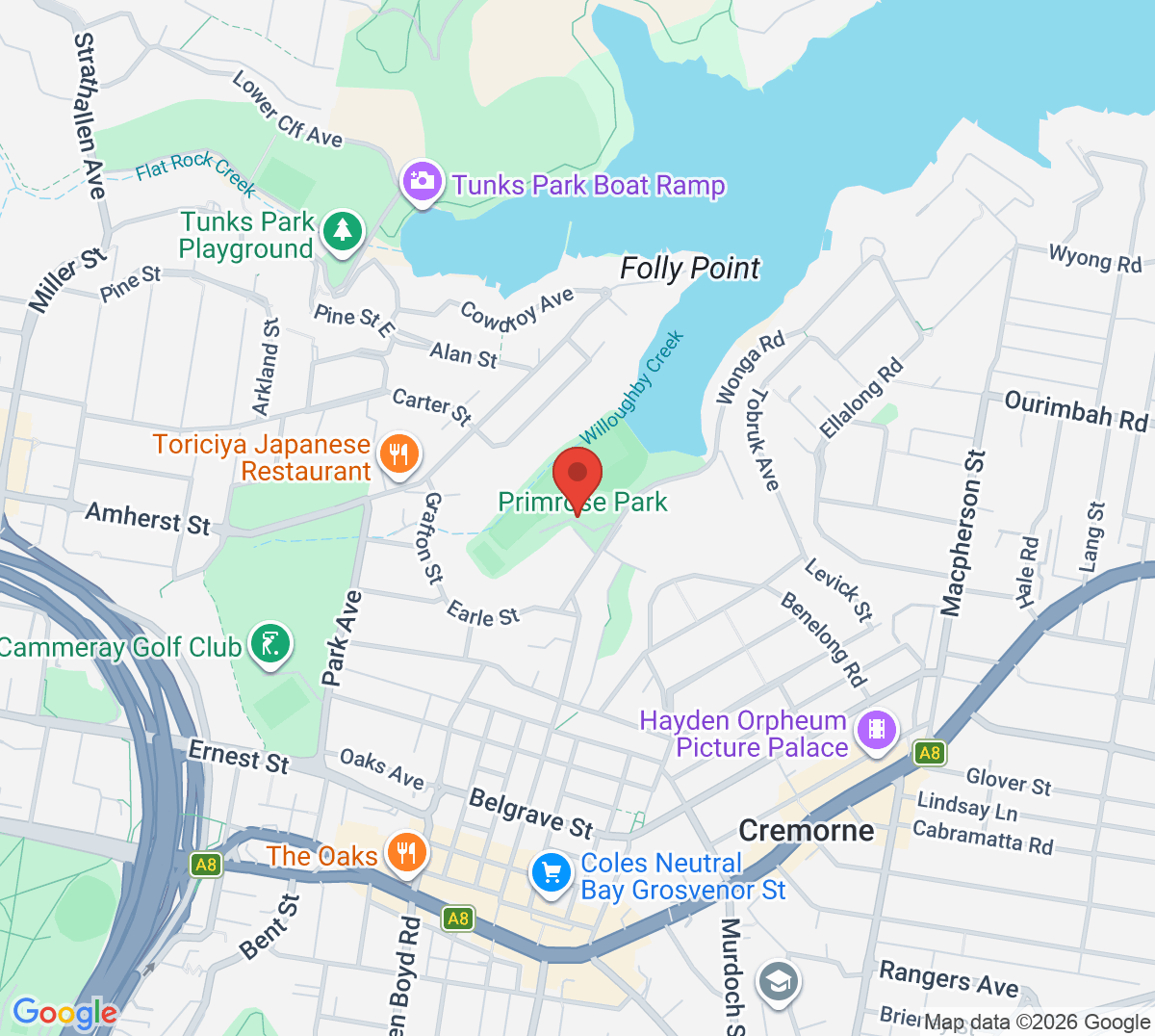 Map of Primrose Park Tennis