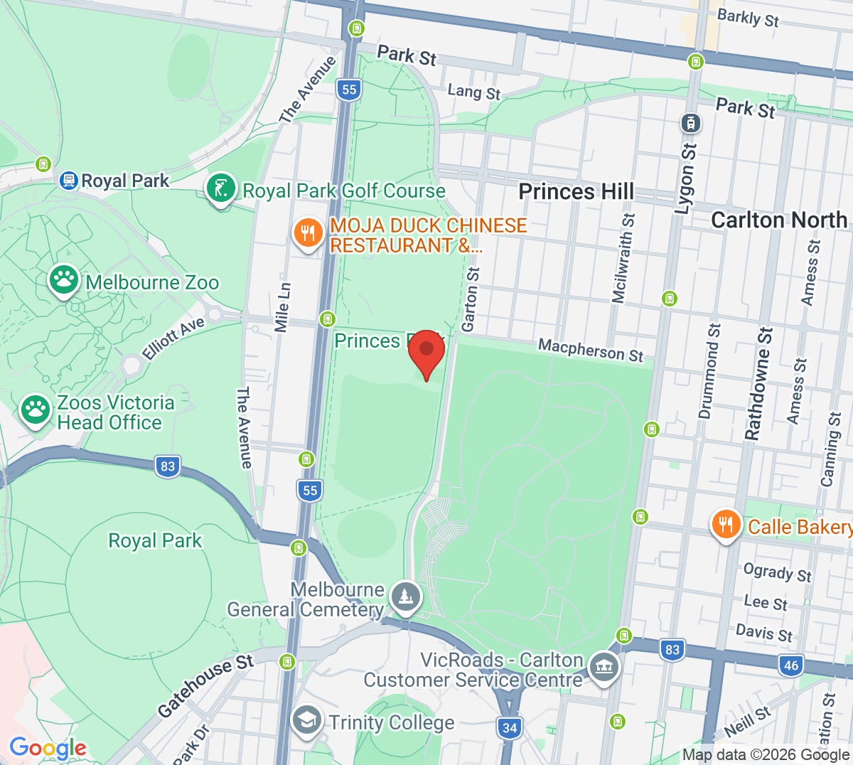 Map of Princes Hill Tennis Club