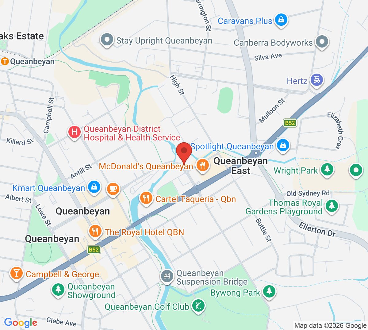 Map of Queanbeyan Park Tennis Club