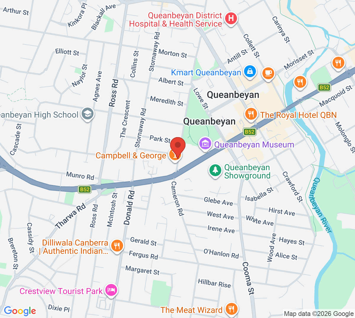 Map of Queanbeyan Park Tennis Club