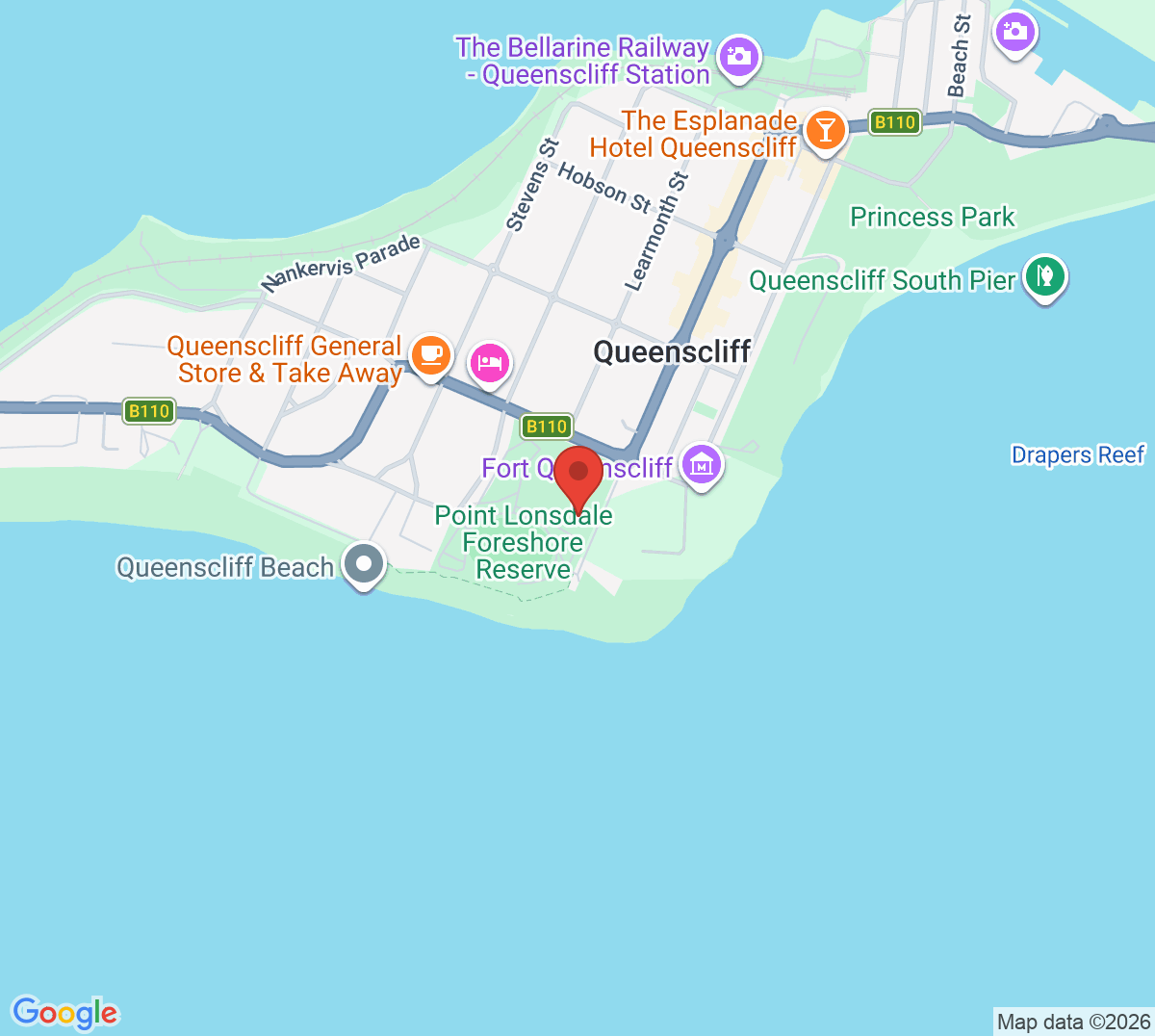 Map of Queenscliff Tennis Club