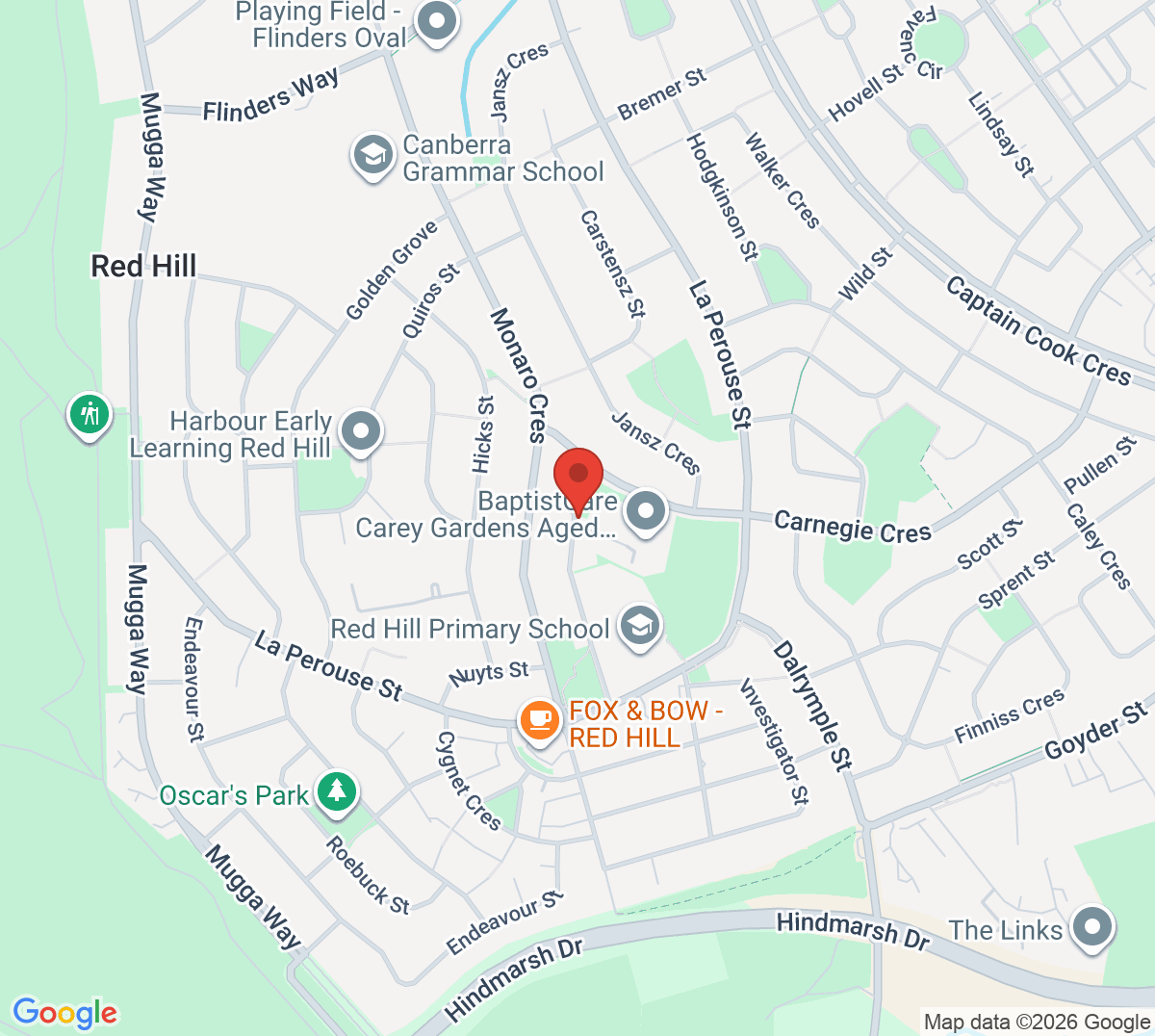 Map of Red Hill Tennis Club