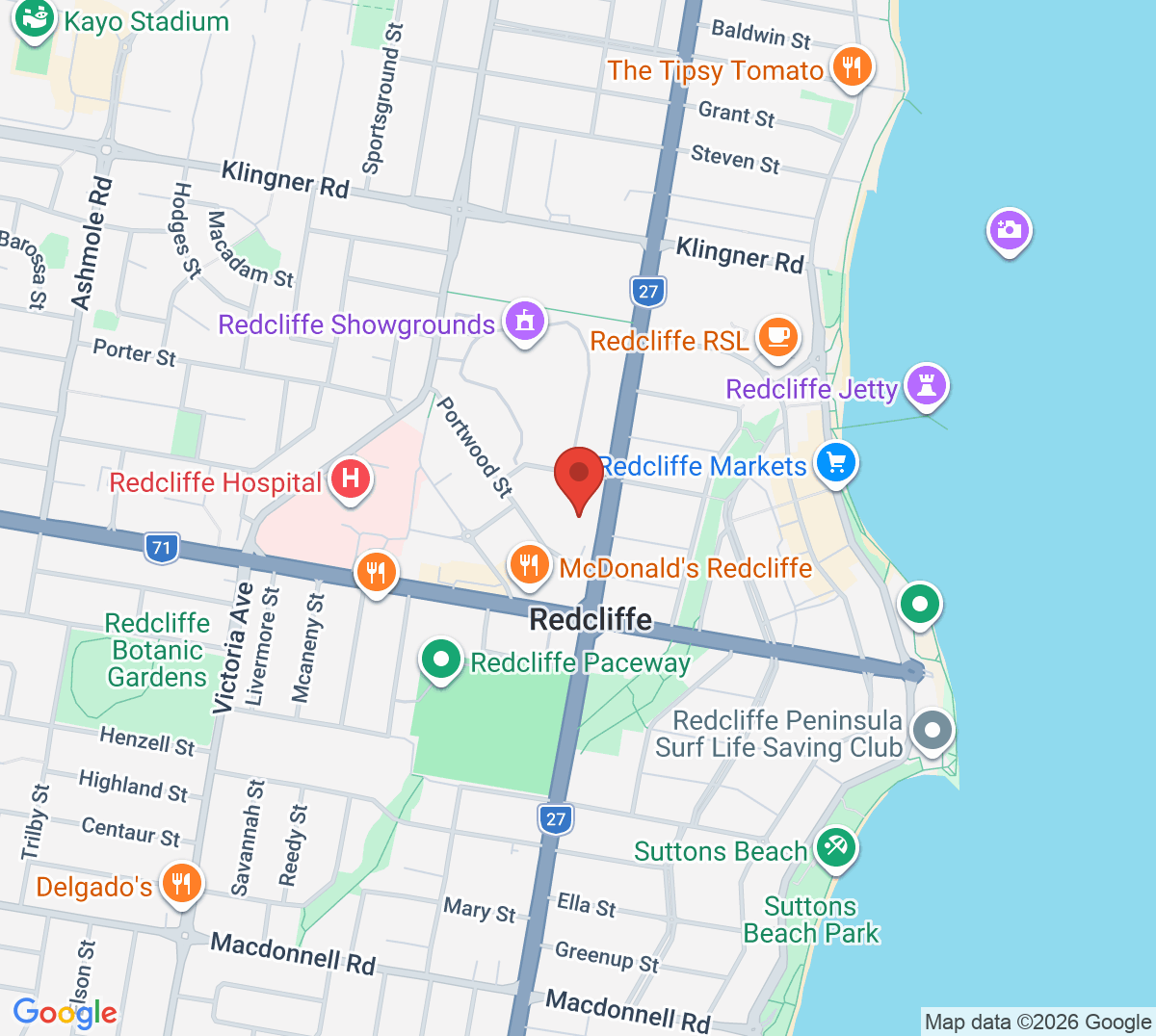 Map of Redcliffe Tennis Centre
