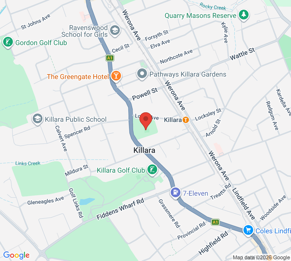 Map of Regimental Park Tennis Courts
