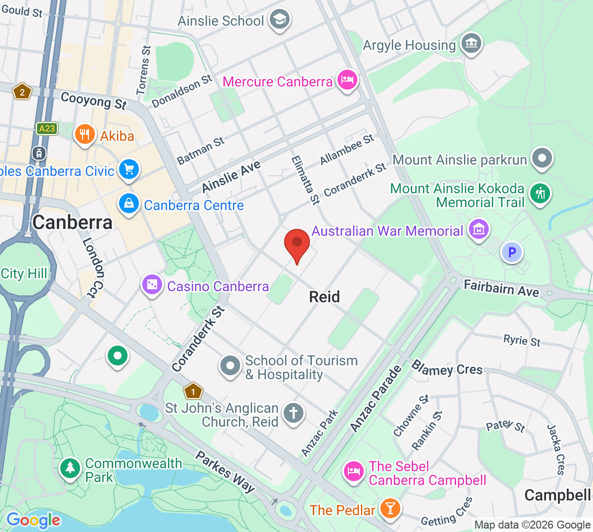 Map of Reid Tennis Club