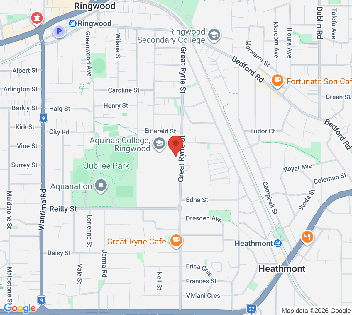 Map of Ringwood Catholic Tennis Club