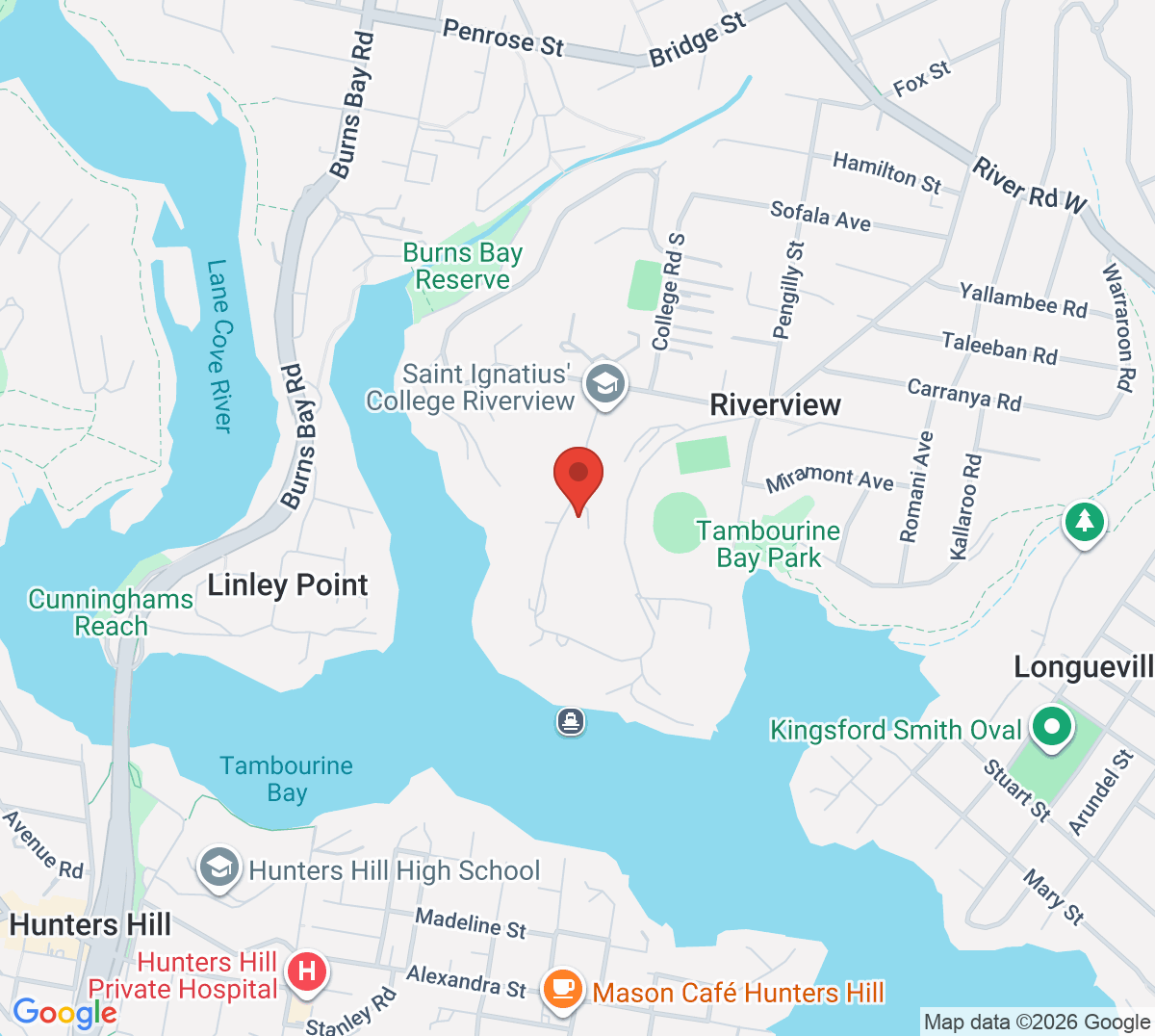 Map of Saint Ignatius College Riverview Tennis Courts