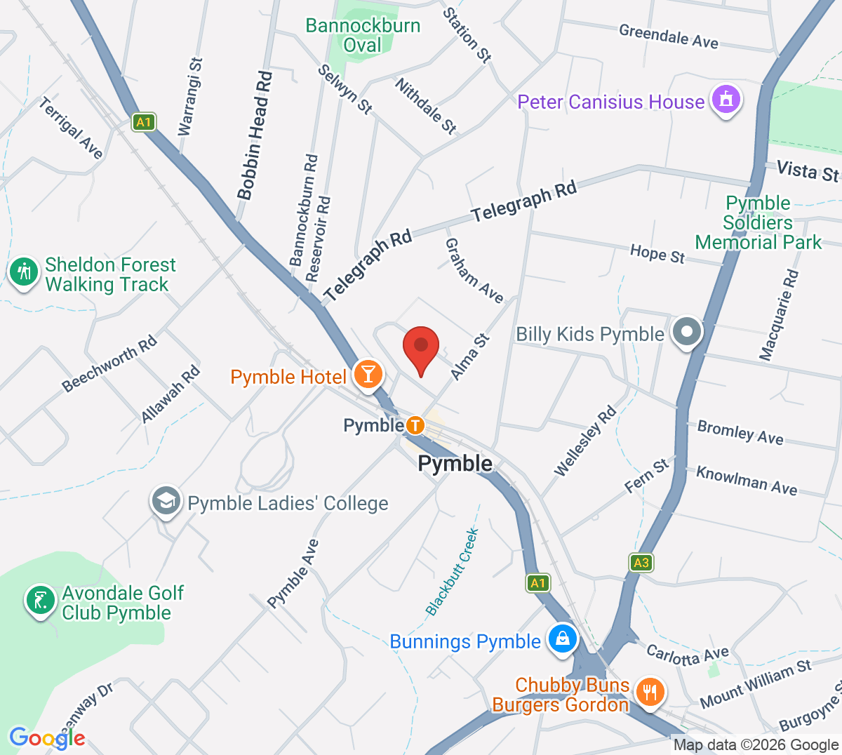 Map of Robert Pymble Park