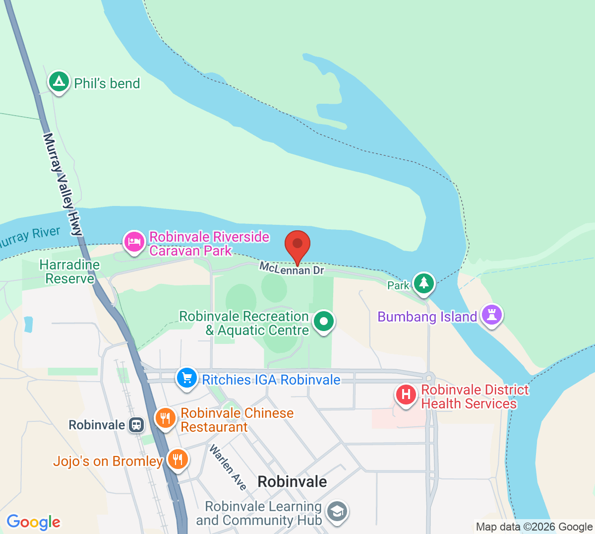 Map of Robinvale Lawn Tennis Club
