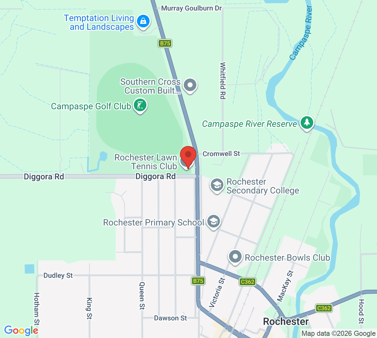 Map of Rochester Lawn Tennis Club