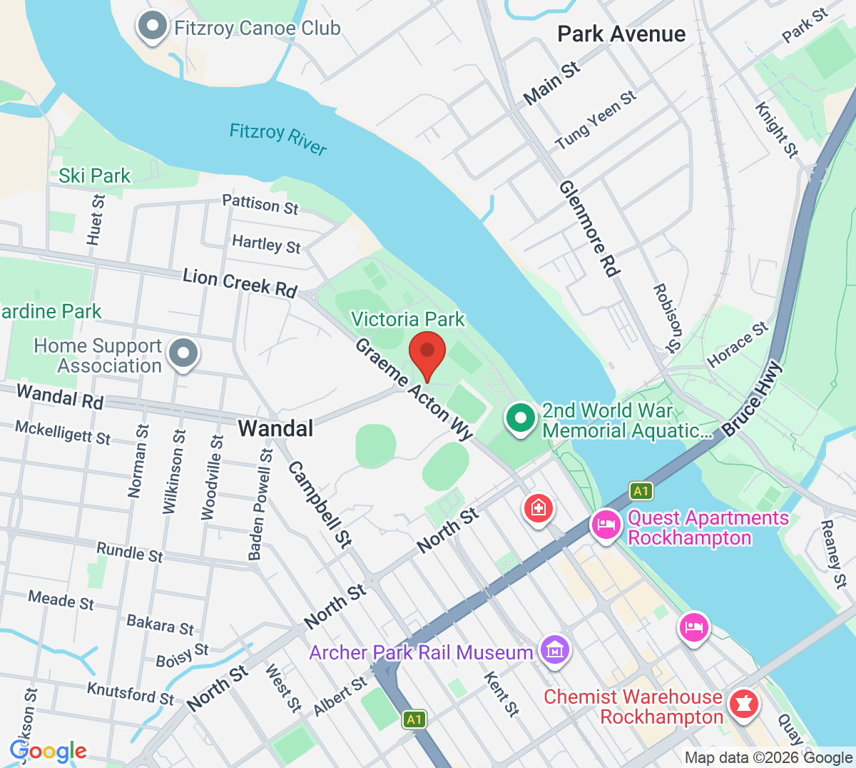 Map of Rockhampton Regional Tennis Centre