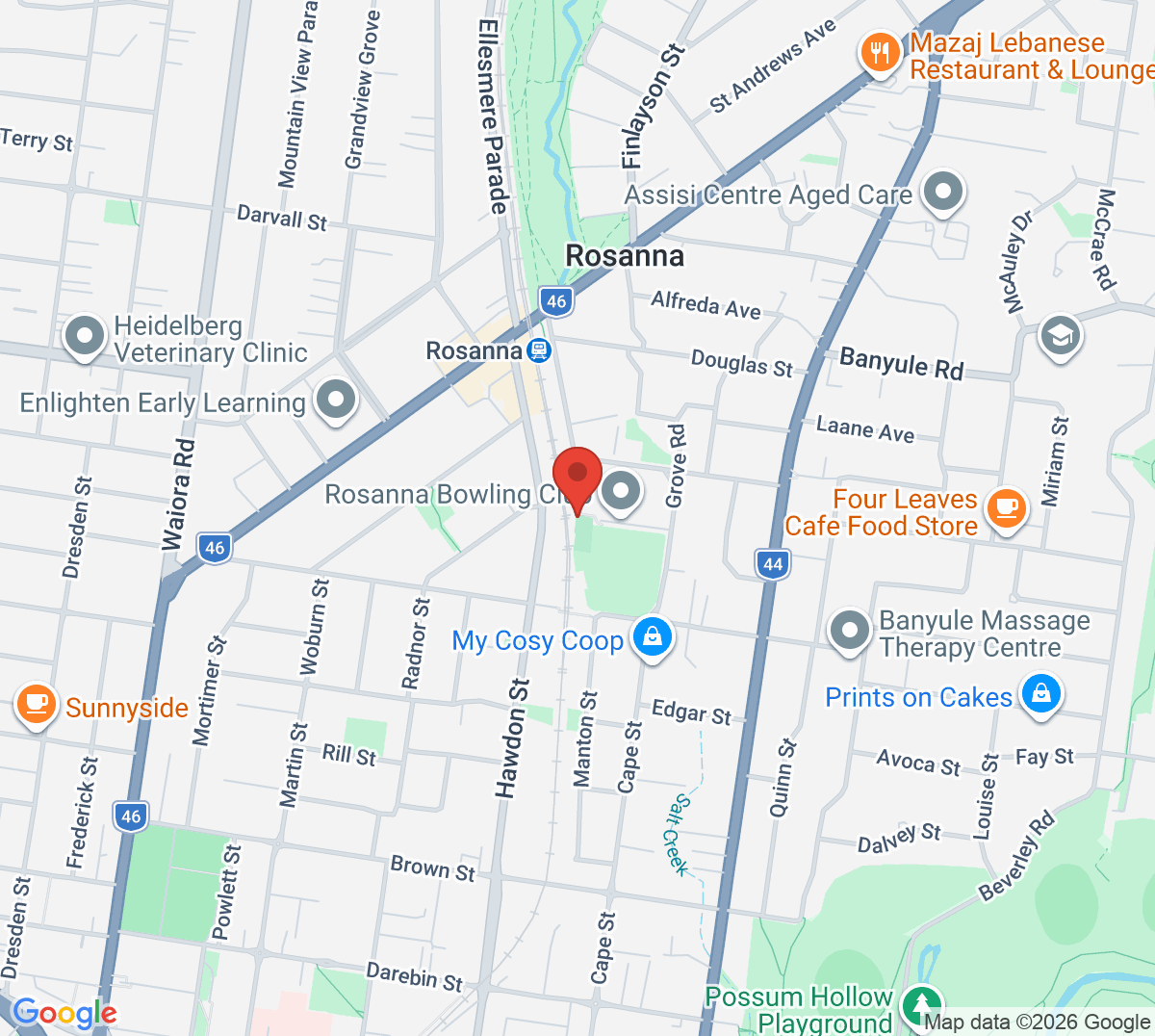 Map of Rosanna Tennis Club