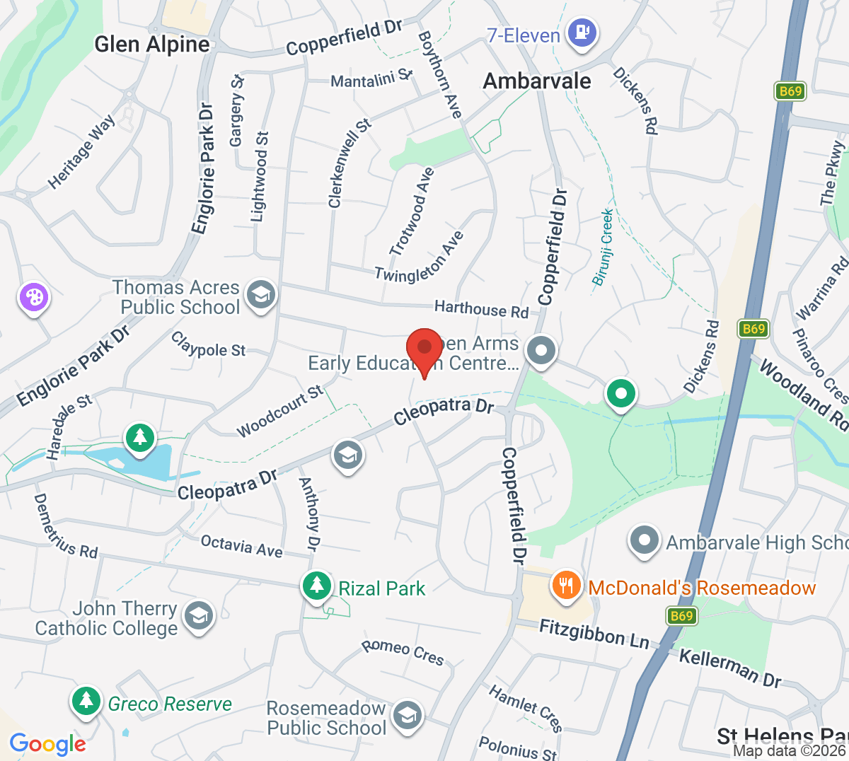 Map of Rosemeadow Tennis Courts