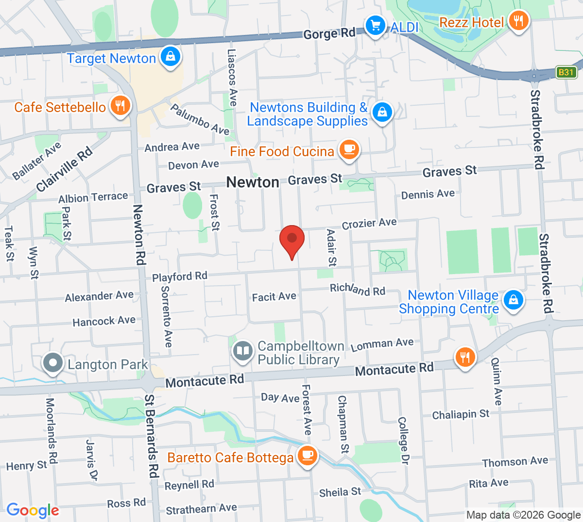 Map of Rostrevor Tennis Club (Playford Rd)