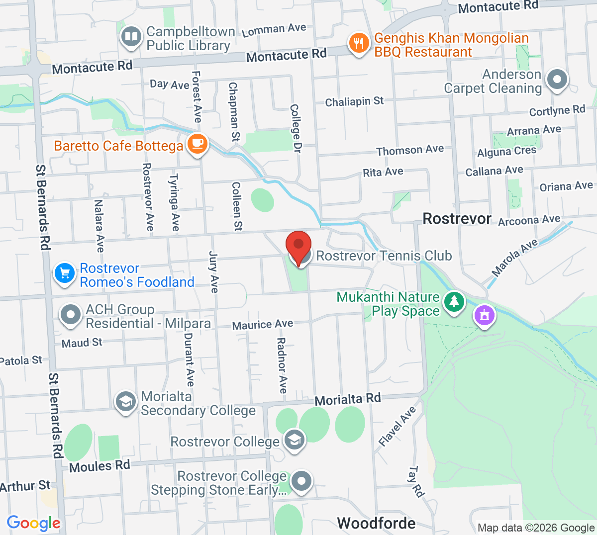 Map of Rostrevor Tennis Club