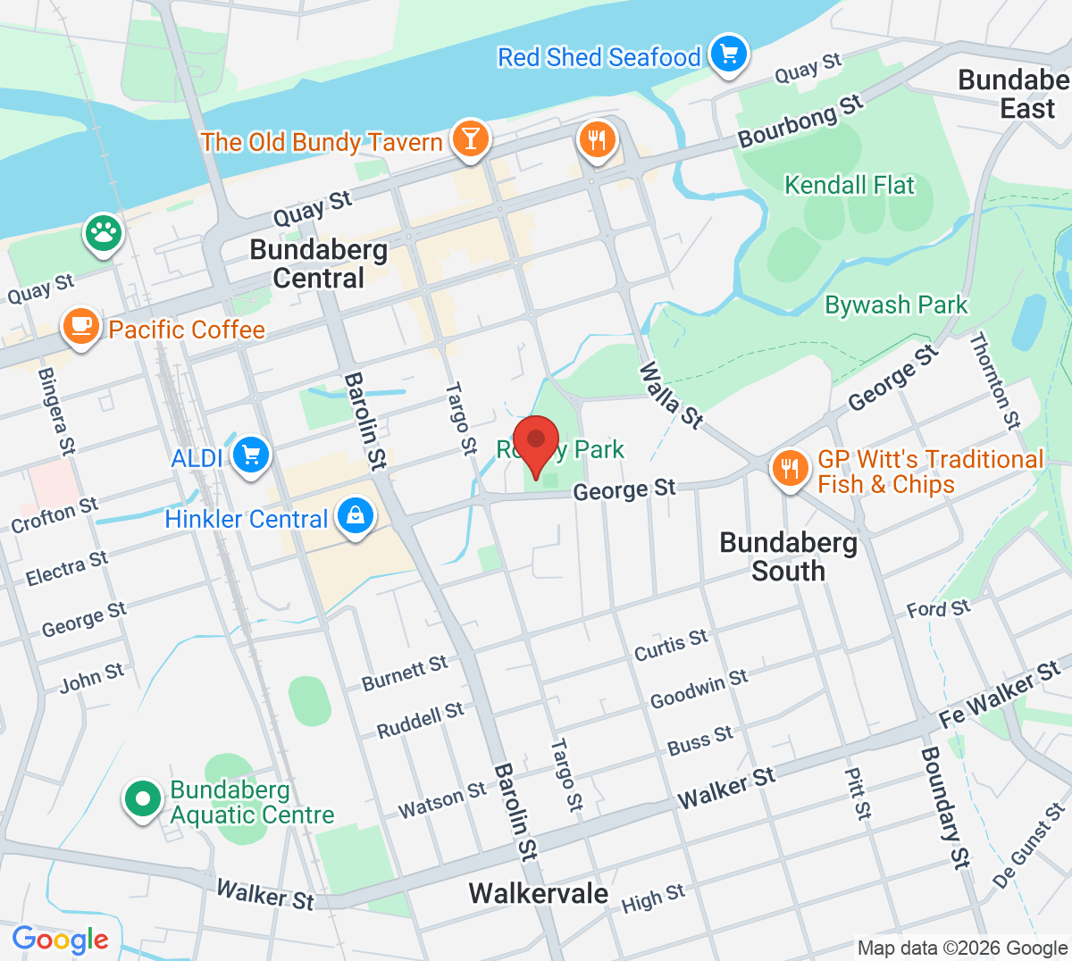 Map of Rotary Park Tennis Complex (Bundaberg & District Junior Tennis Assoc)