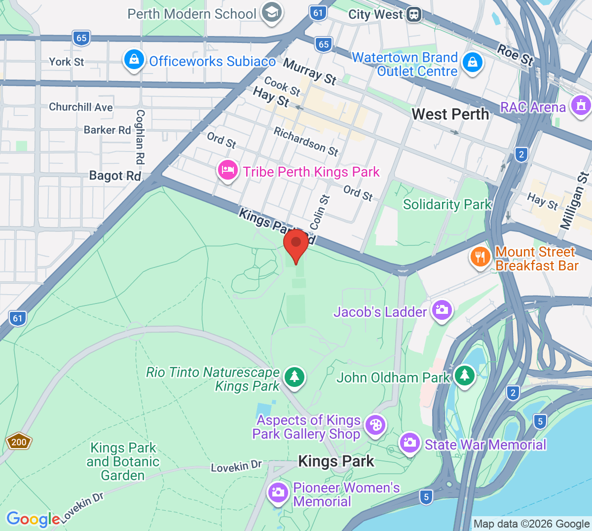 Map of Royal Kings Park Tennis Club