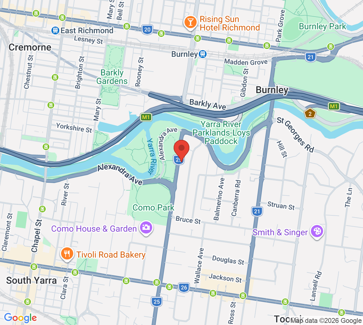 Map of Royal South Yarra Lawn Tennis Club