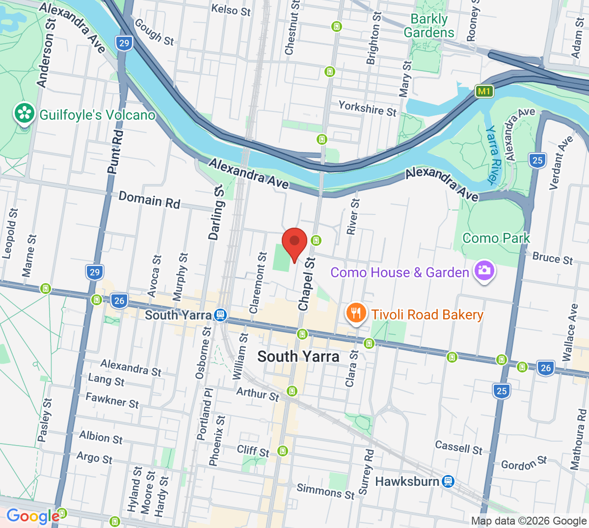 Map of Royal South Yarra Tennis Courts