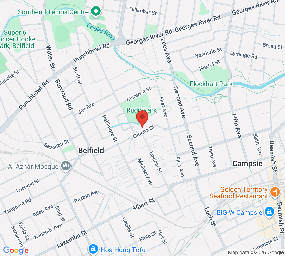 Map of Rudd Park Tennis Centre