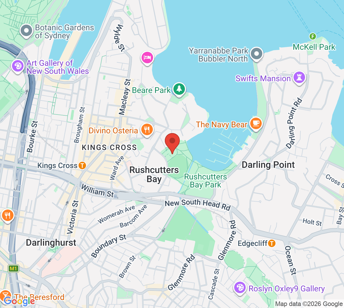 Map of Rushcutters Bay Tennis Centre