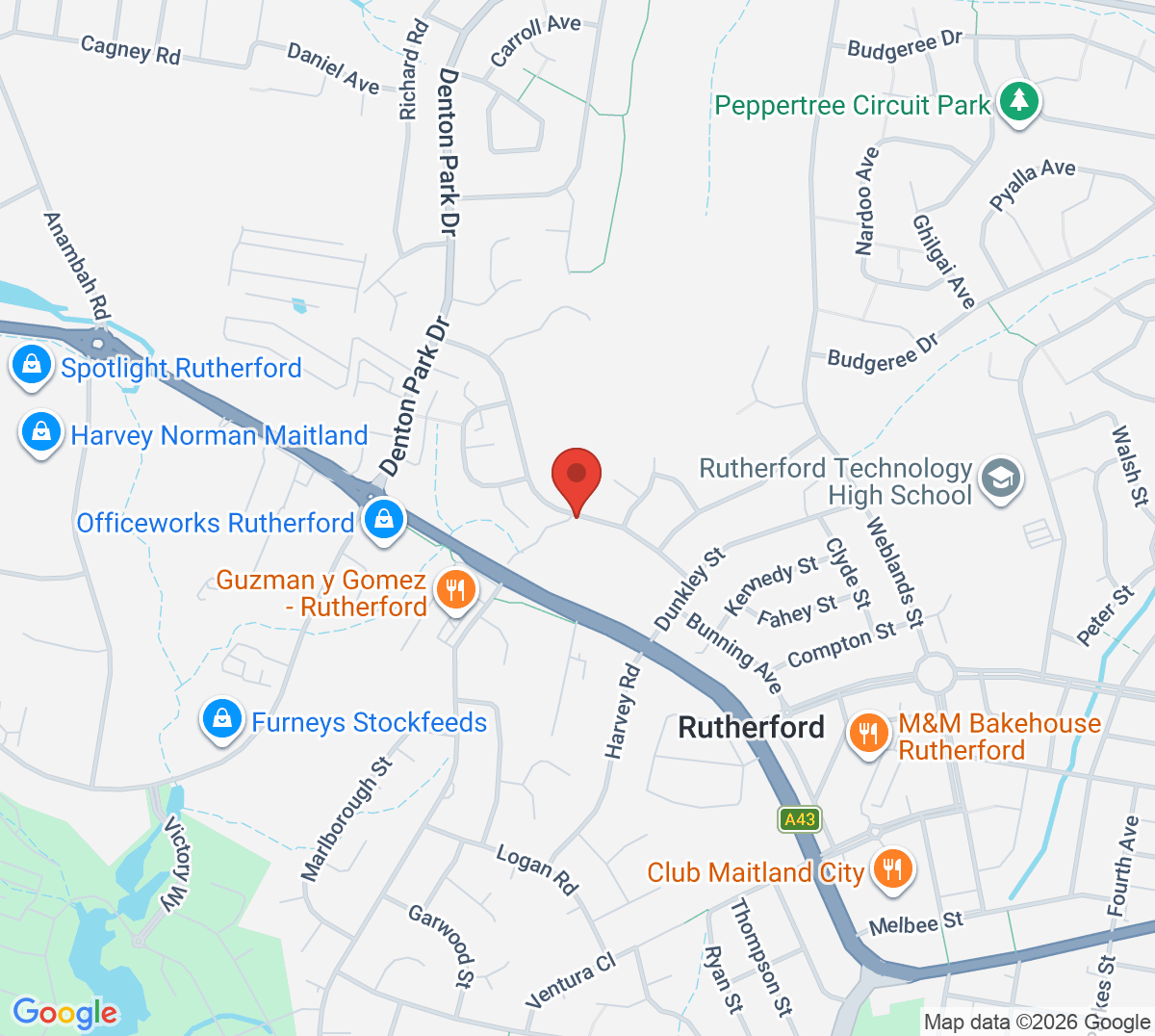 Map of Rutherford Tennis Complex
