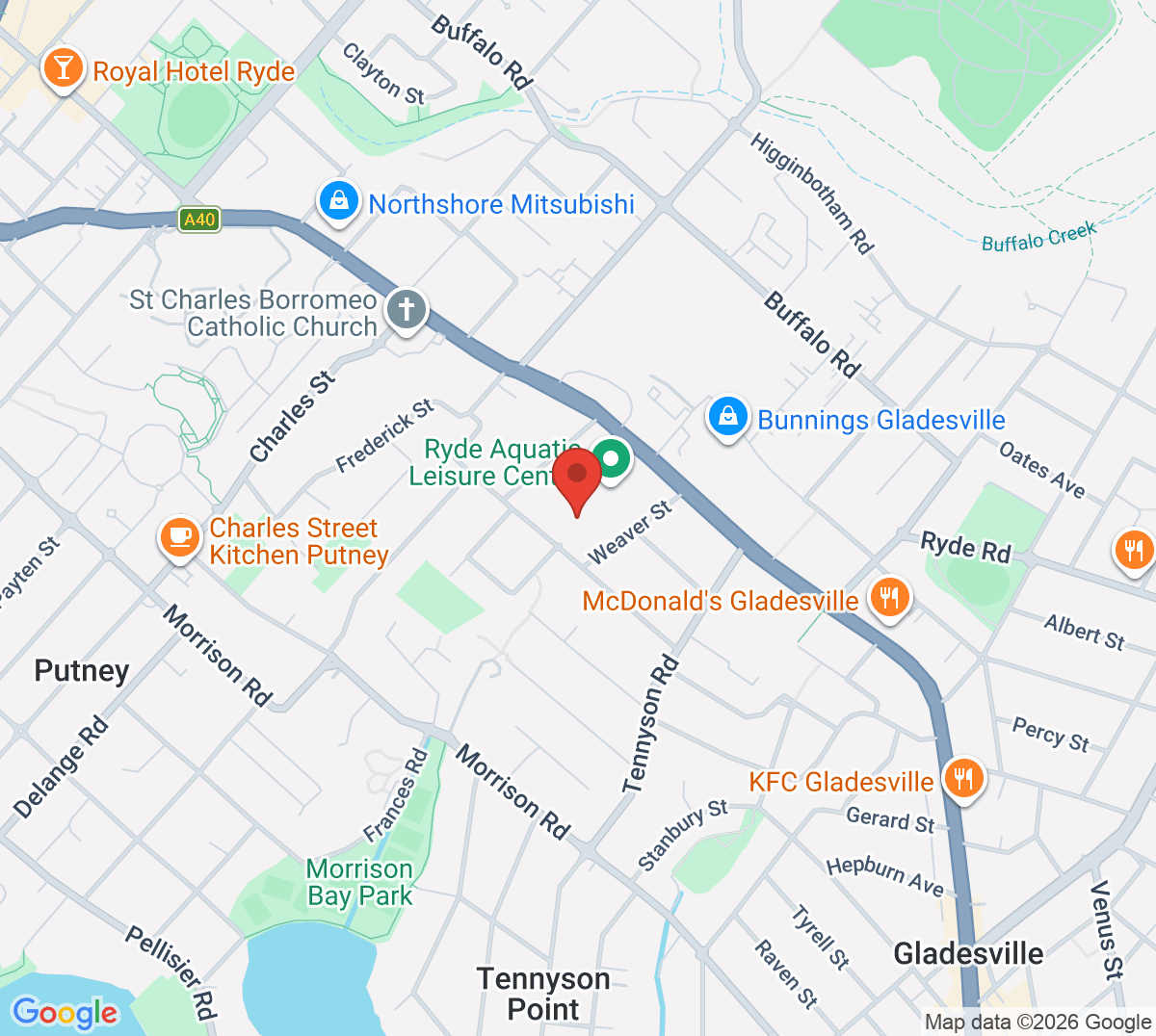 Map of Ryde Tennis Centre