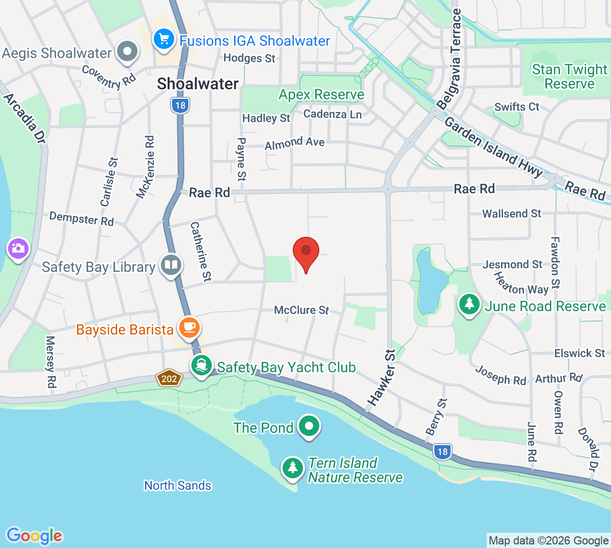 Map of Safety Bay Tennis Club