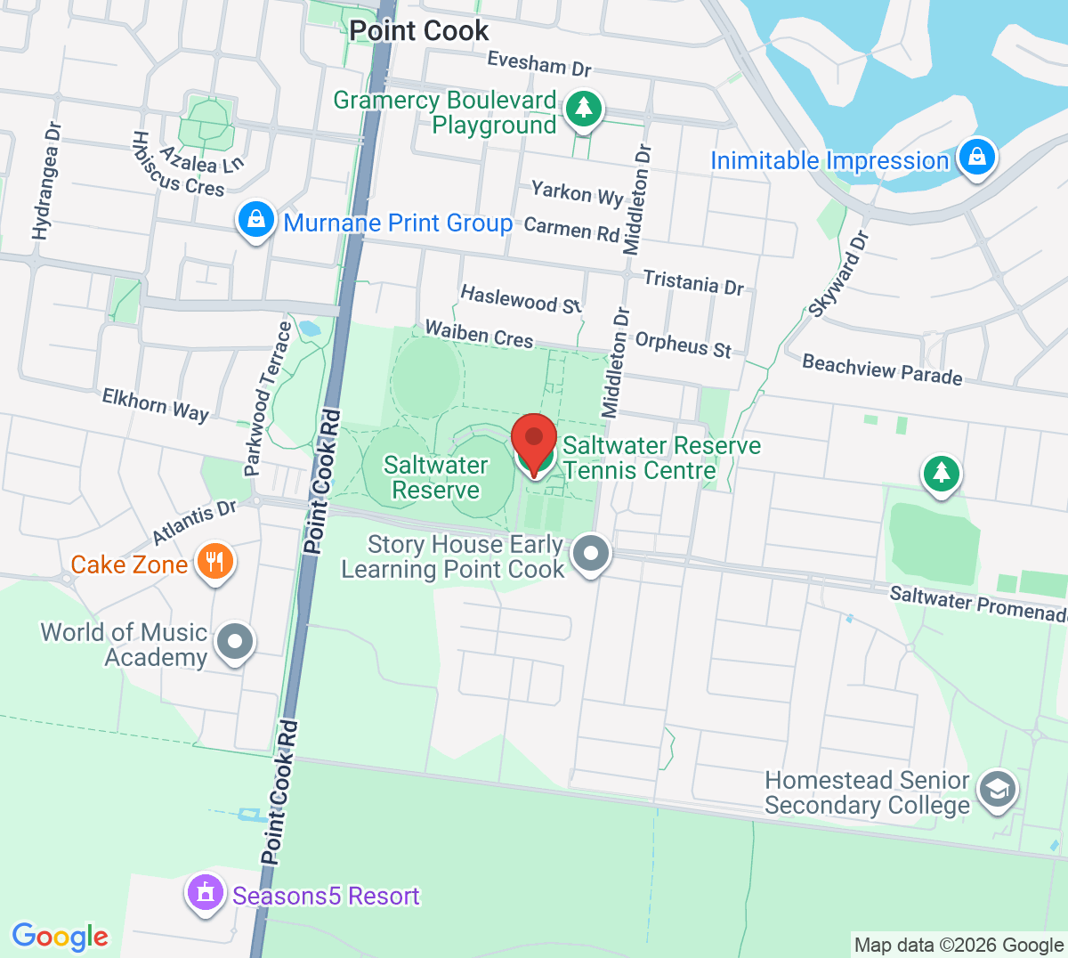 Map of Saltwater Tennis Centre