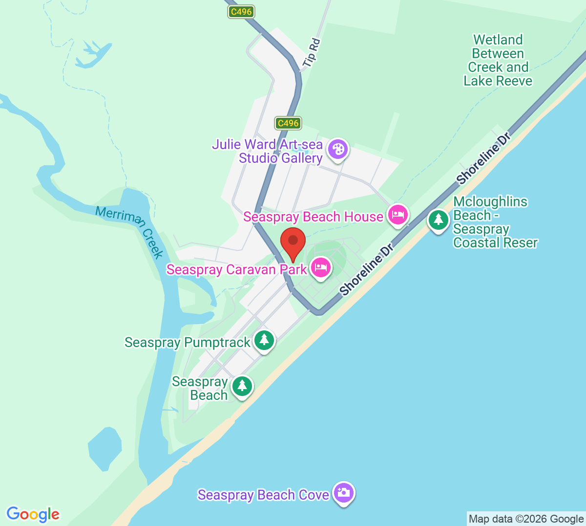 Map of Seaspray Tennis Club