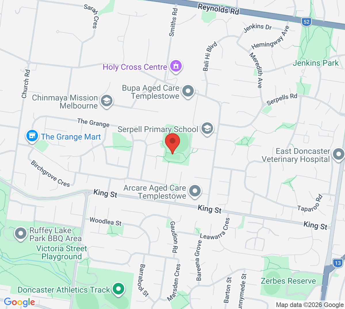 Map of Serpell Tennis Club