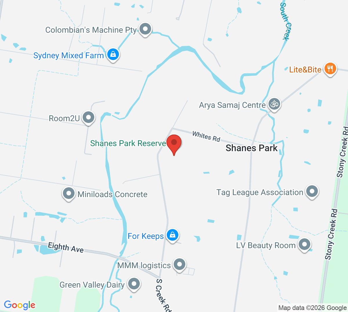 Map of Shanes Park Tennis Courts