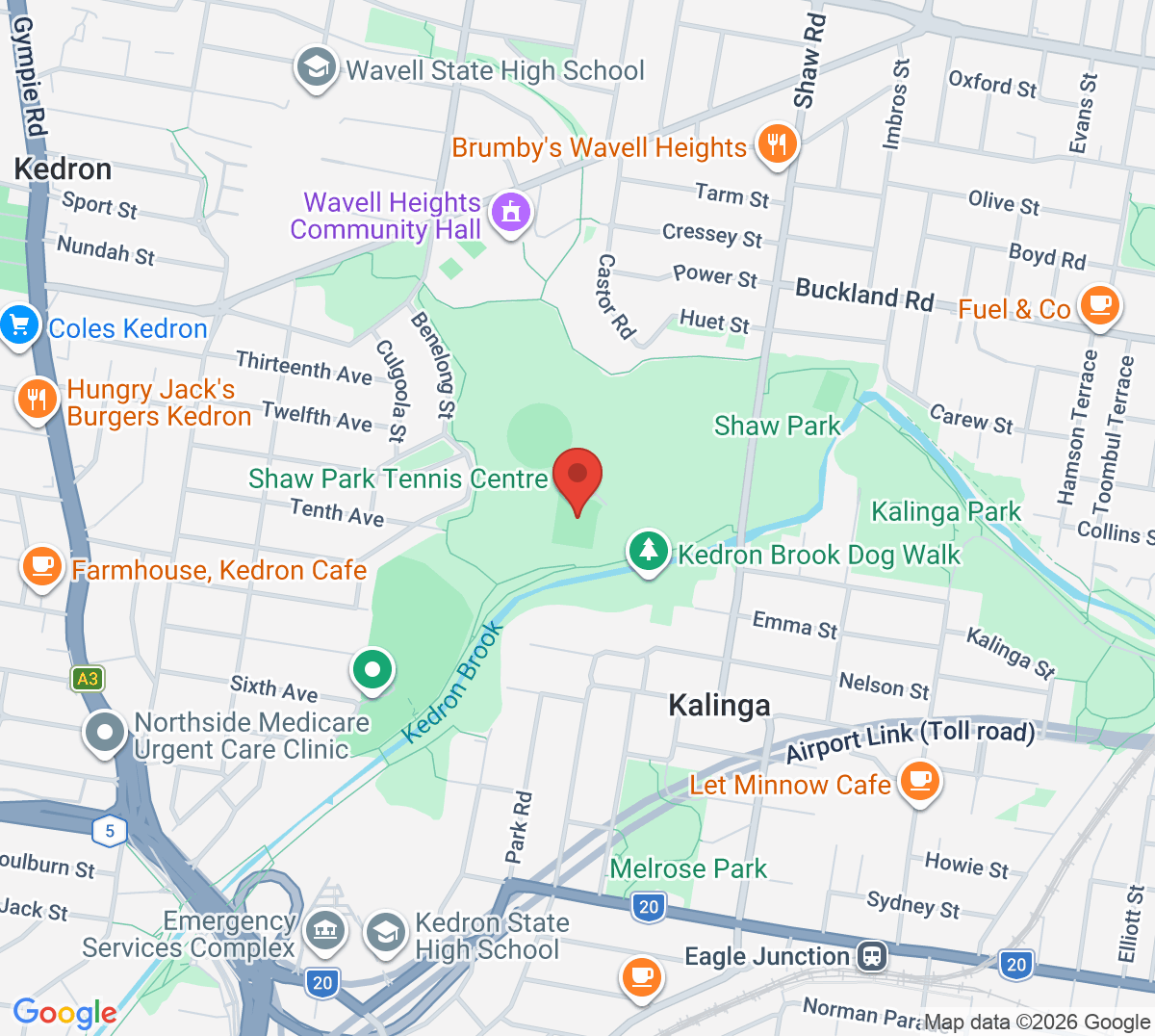 Map of Shaw Park Tennis Centre