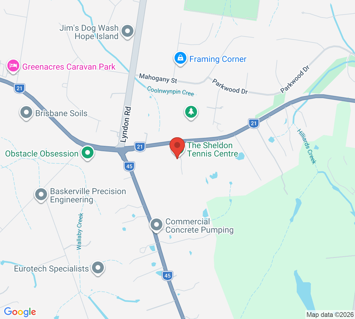 Map of Sheldon Tennis Centre
