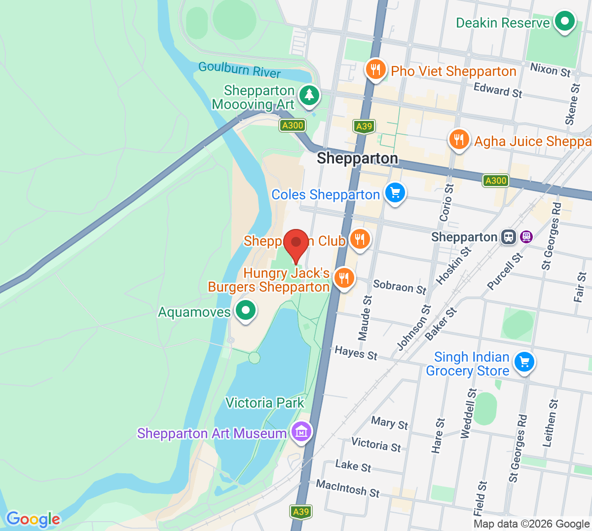 Map of Shepparton Lawn Tennis Club