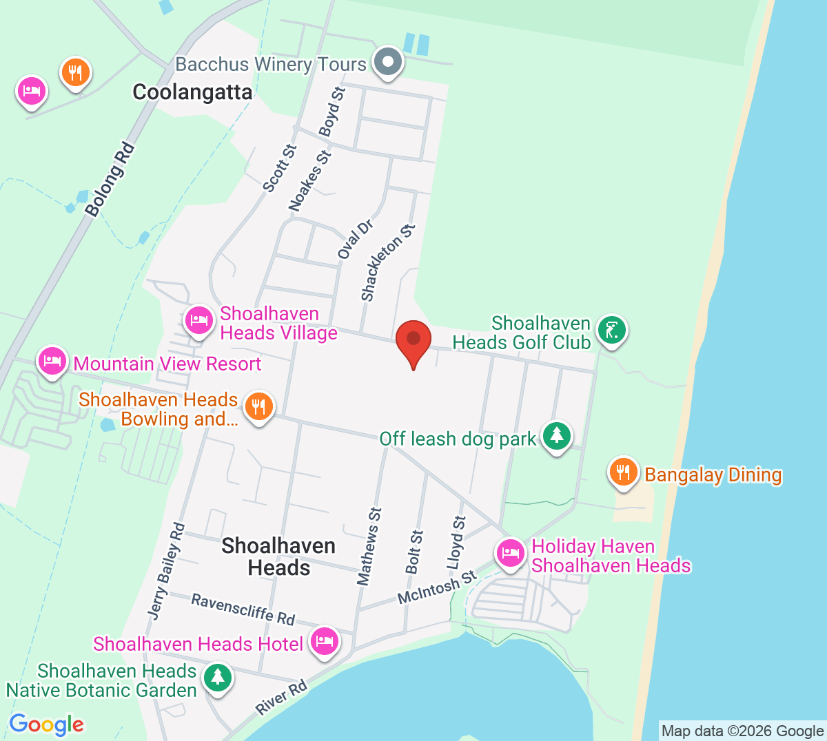 Map of Shoalhaven Heads Tennis Courts