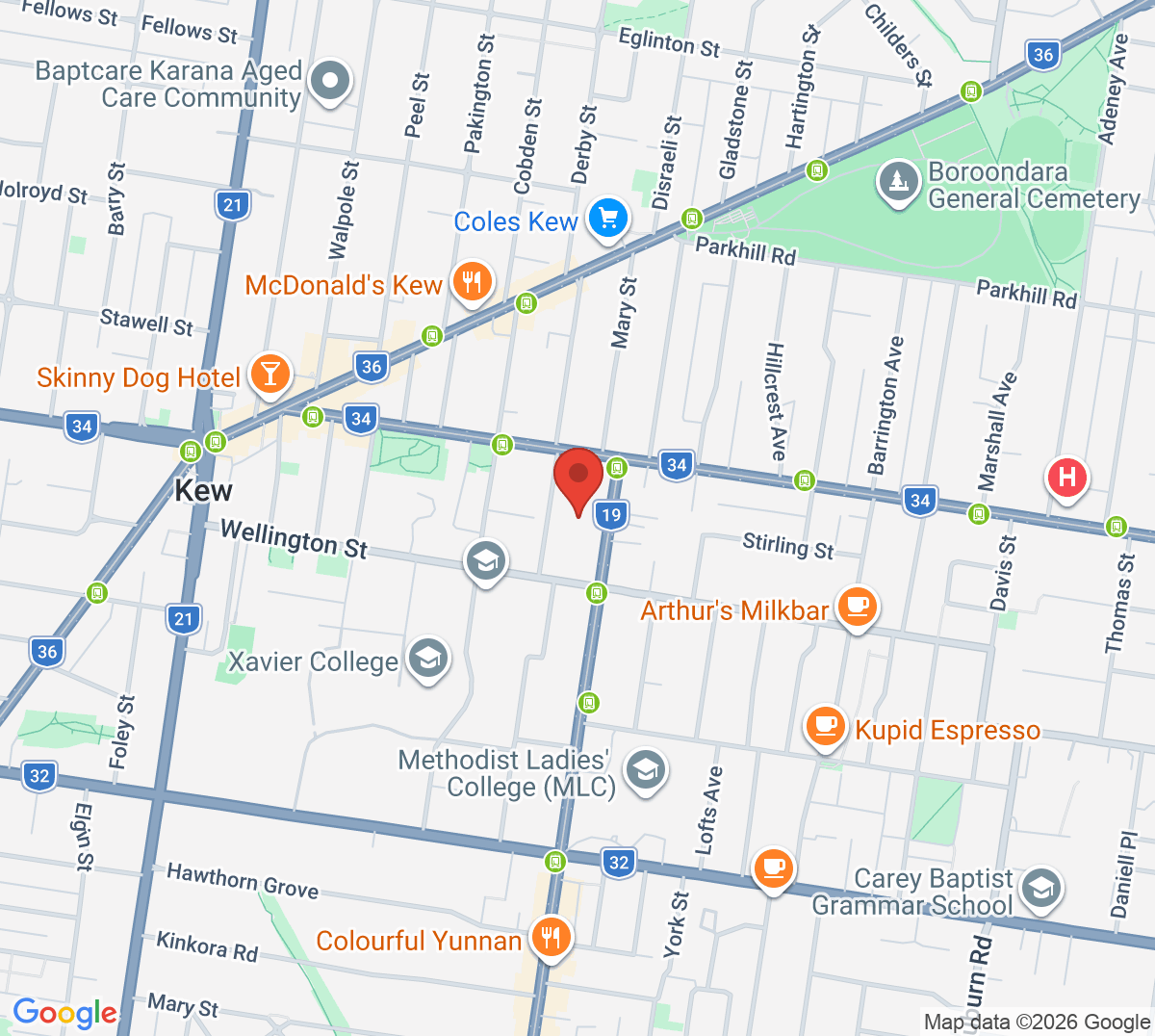 Map of Sacred Heart Tennis Club