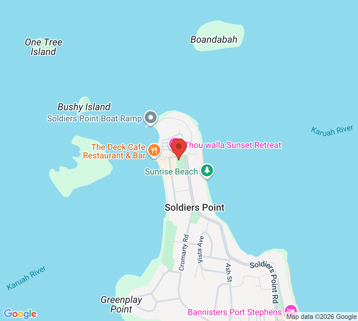 Map of Soldiers Point Tennis Club - Spencer Park