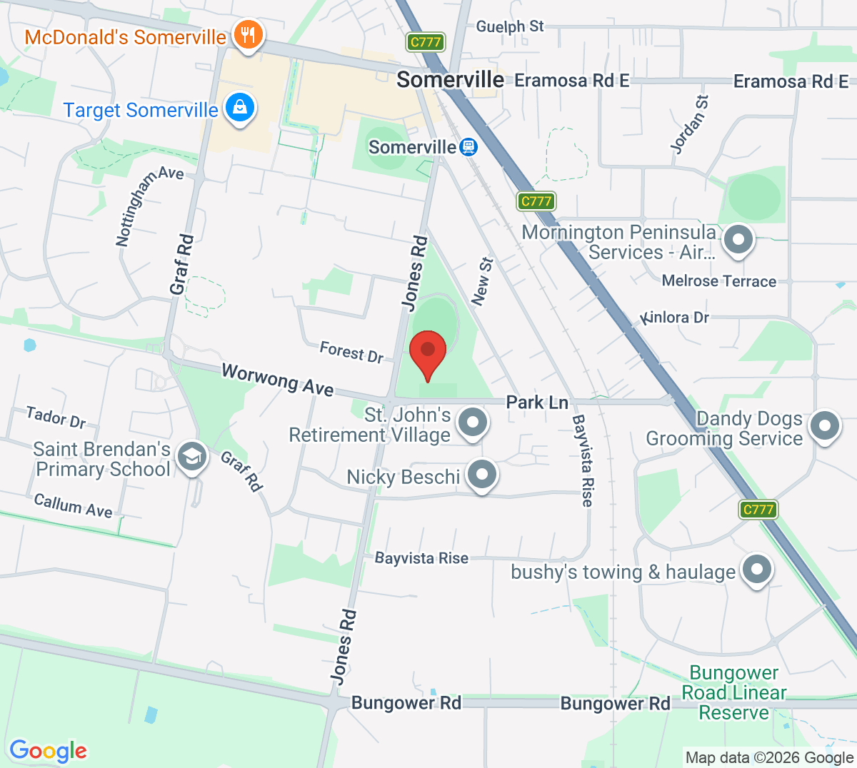 Map of Somerville Tennis Club