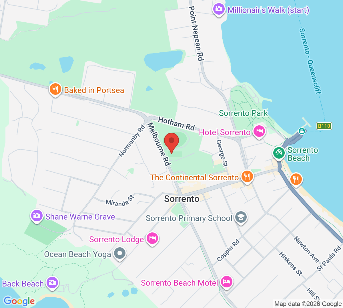 Map of Sorrento Tennis Club (Victoria)
