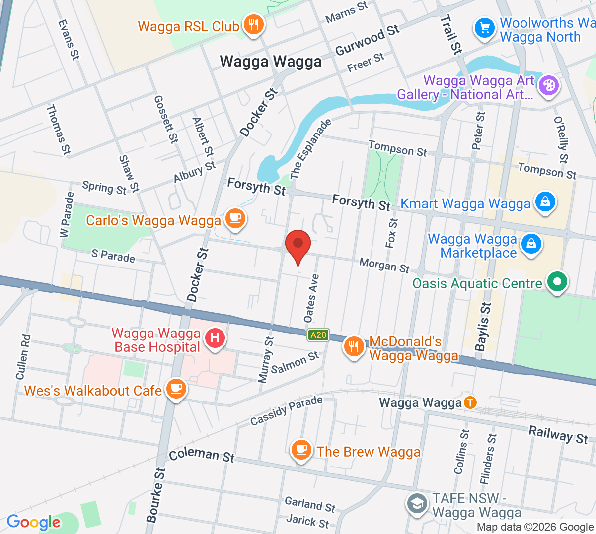 Map of South Wagga Tennis Club